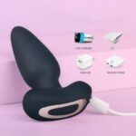 Plug Anal Recarregável- C/ Controle - 9 Modos de Vibro - Cor: Preto - Imagem 2