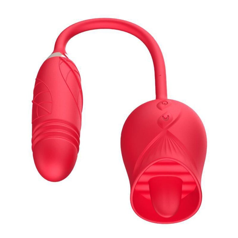 Vibrador Duplo Flores Língua e Vai e Vem - VB124 - - Imagem 2