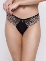 Calcinha Tanga Siena - F8234 - Cor: Preto/Chocolate