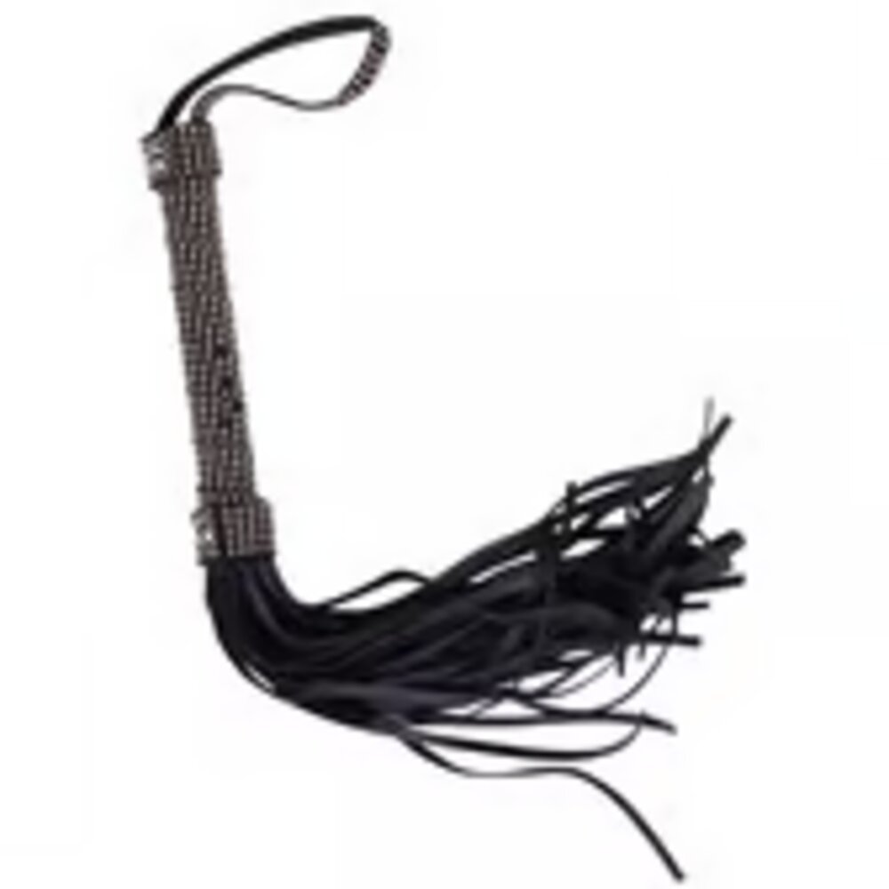 -chicotecravejado-donnaboutiquesensual- Chicote Luxo Cabo Cravejado Preto - 40 tiras - 50cm - 8043 - Imagem 1