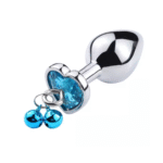 Plug Anal de Metal Prata Coração com Sino e Corrente Guia - 6371 -