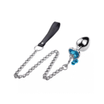 Plug Anal de Metal Prata Coração com Sino e Corrente Guia - 6371 - - Imagem 2